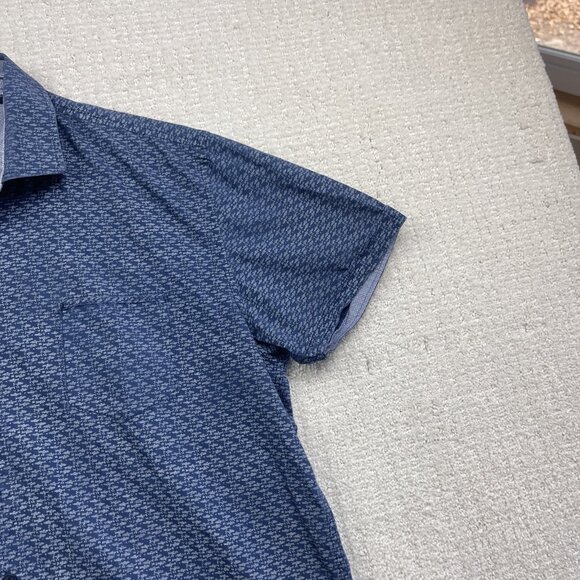 Anthony of London Blue Fish AOP Short Sleeves Dress Button Up Shirt Men Size L - Picture 6 of 14